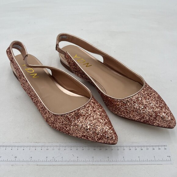 YDN Women's Pointed Toe Slingback Ballet Flats Low Heel Slide Sandals - Picture 3 of 7